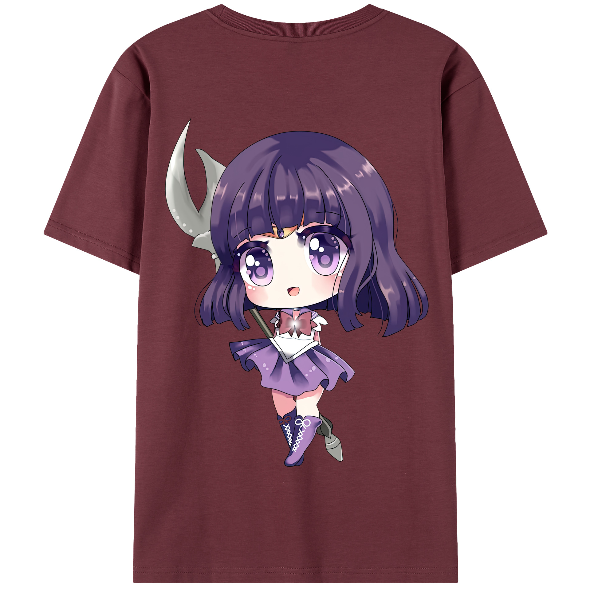 （画像用） 美少女戦士セーラームーン 土萠ほたる Sailor Moon Tomoe Hotaru （セーラーサターン；Sailor Saturn） 綿100％半袖Tシャツ（背面プリント）